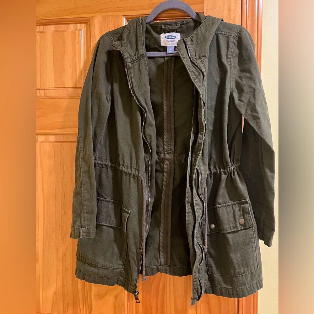 XS Old Navy lightweight fall utility jacket, army green, GUC